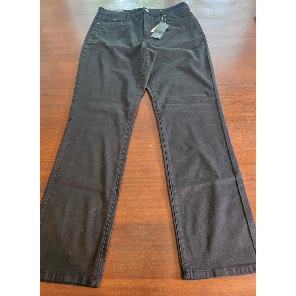 FDJ Suzanne Straight Leg Jeans Women 16 Black Higher Rise 6864511 NWT